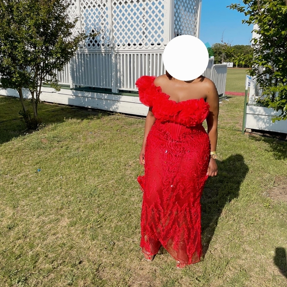 Red prom dress size 14 worn once for a Polo Event